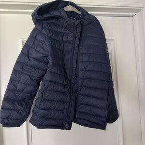 GAP Blue Puffer Jacket with Hood and Water-Resistant Finish